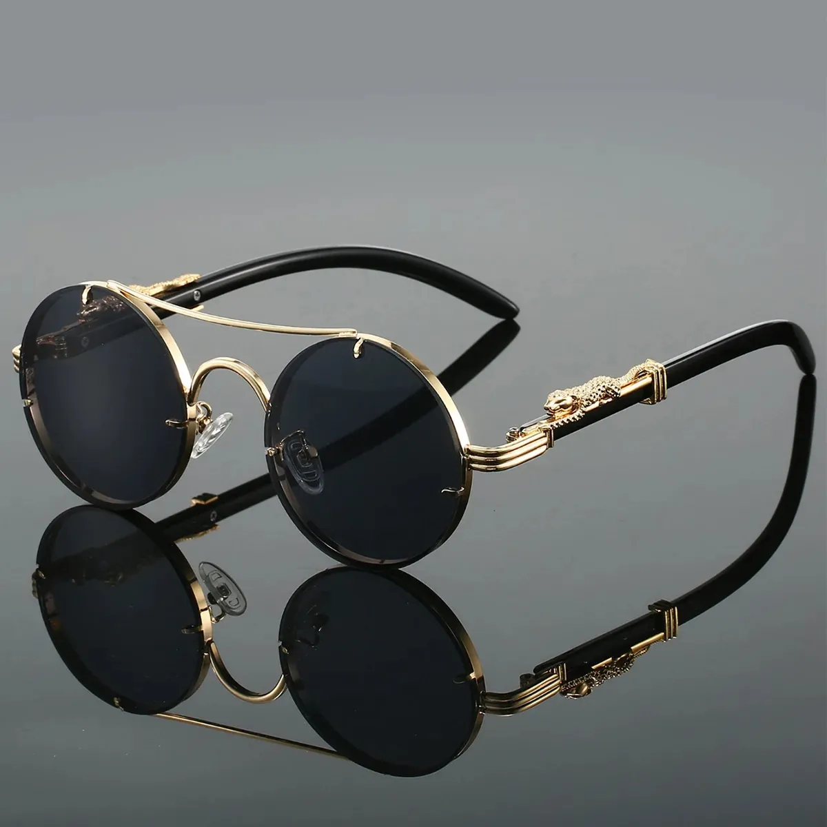 Designer Sonnenbrille Stylisch Vintage Brille Cool Gold Leopard 5222 S