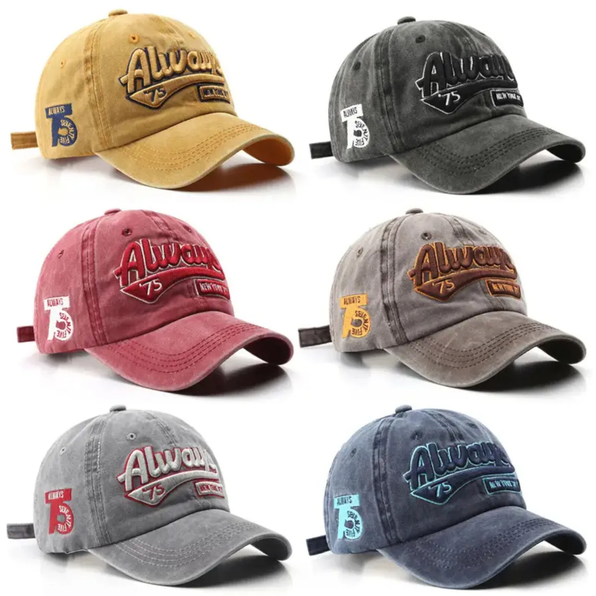 Always Basecap Basecaps Base Cap Vintage Style Schwarz Blau Braun Grau Gold, NEU