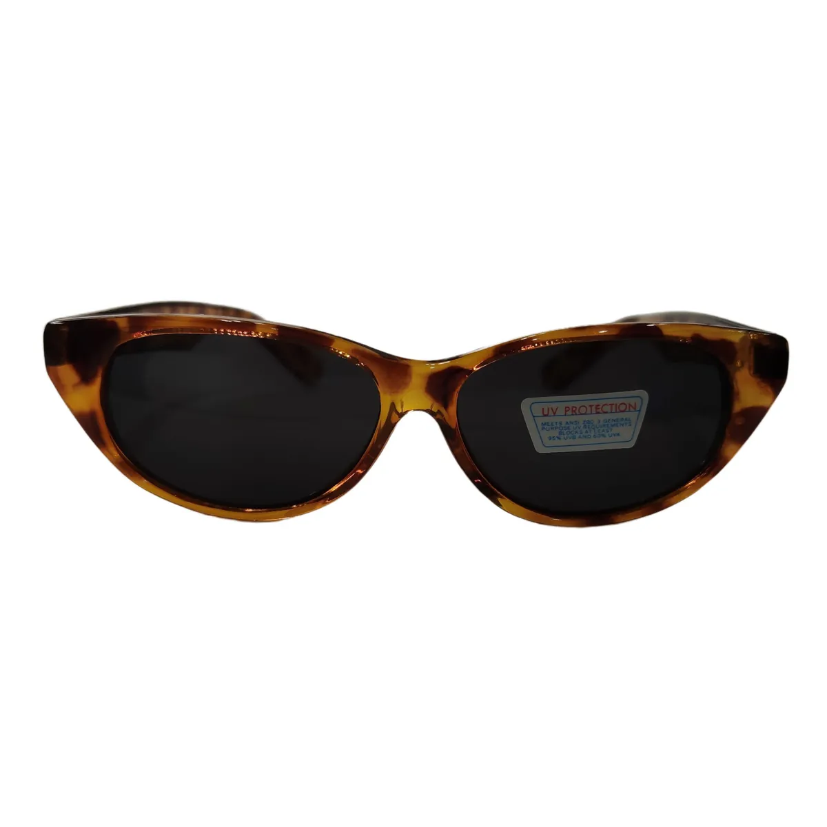 Stylische Cat Eye Sonnenbrille Braun getigert, dunkelgraue Gläser 10539 B