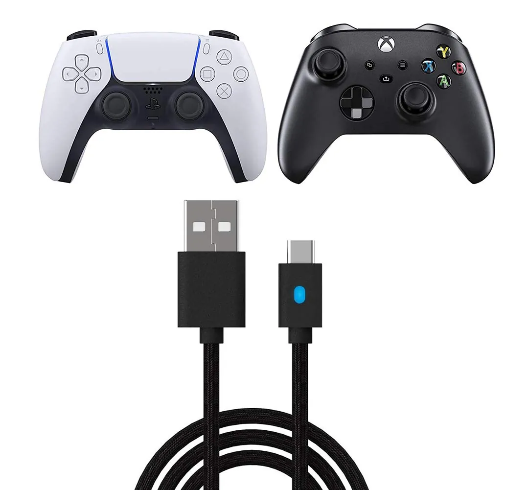USB Typ-C Schnellladekabel geflochten 3m für Xbox Series X/S, PS5 DualSense, Nintendo Switch, Smartphones