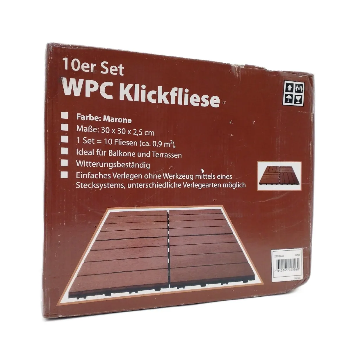 WPC Klickfliese Bodenbelag Marone 30 x 30 cm 10 Stück Terr