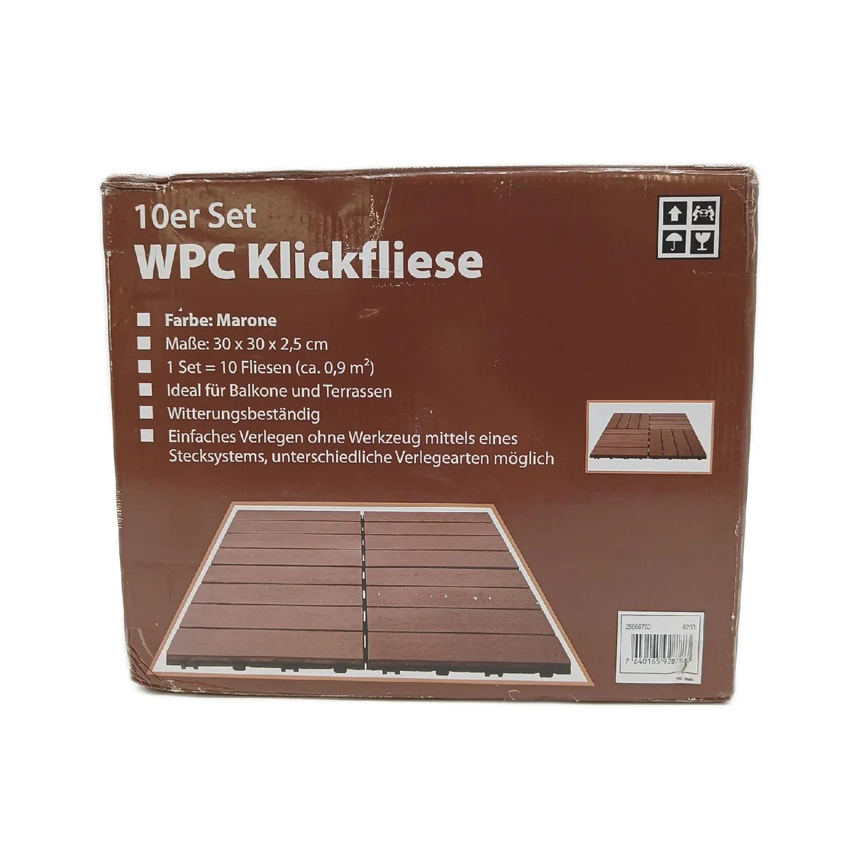 WPC Bodenbelag Terrassenfliesen Marone 30 x 30 x Klickfliesen