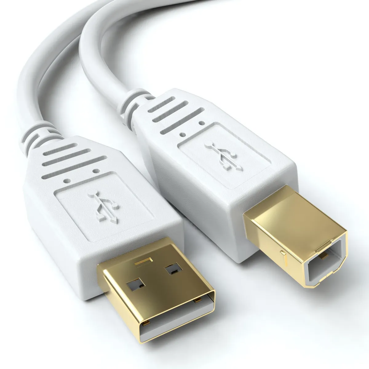 USB-A zu USB-B, Gold, Weiß - S-Impuls Variante