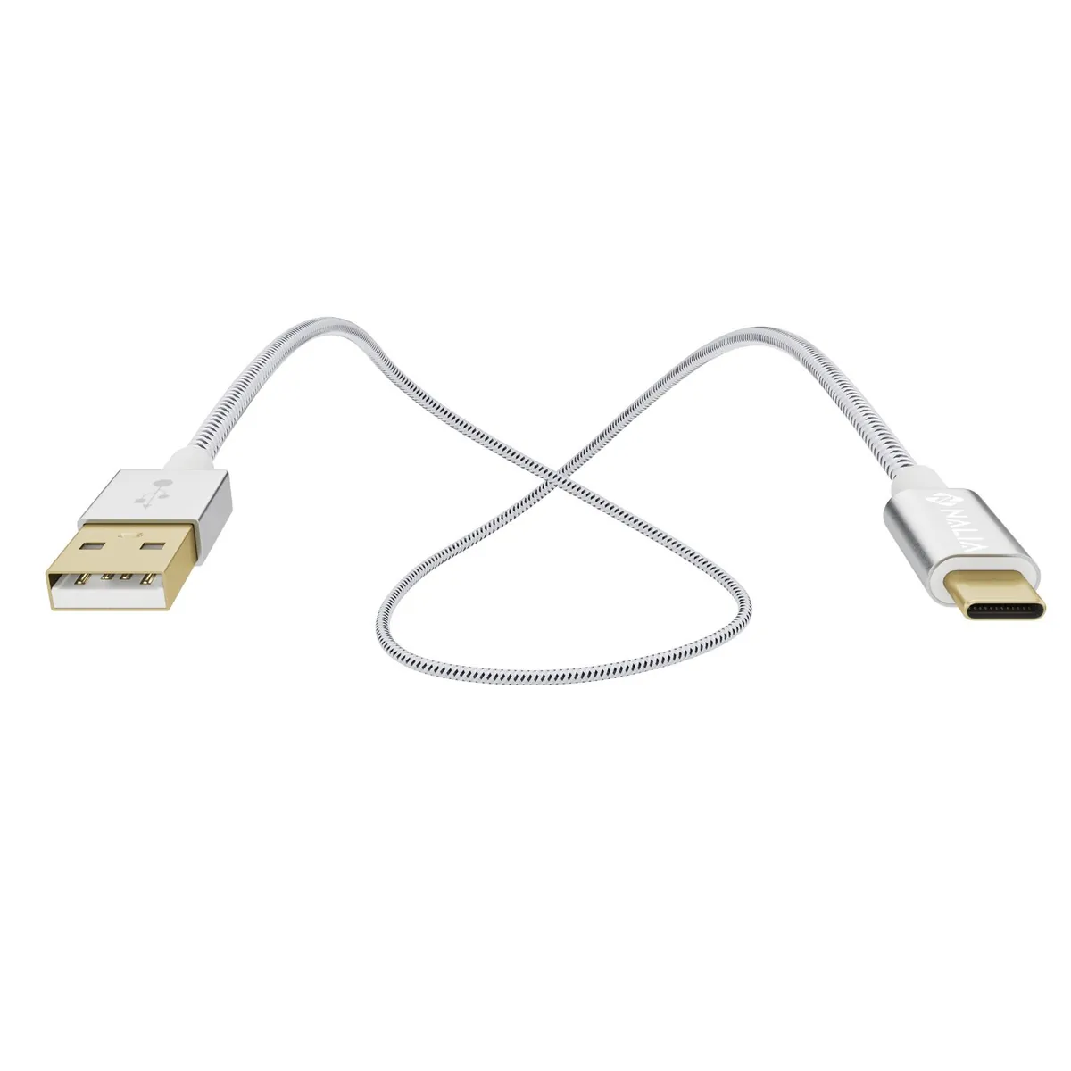 NALIA 2m USB C auf USB 2.0 Kabel, Stabiles Nylon Sync Ladekabel/ Datenkabel für USB 2.0 Typ C Geräte z.B. kompatibel mit Macbook, Chromebook Pixel, Samsung S8, Huawei P10, GoPro etc. - Weiß Schwarz