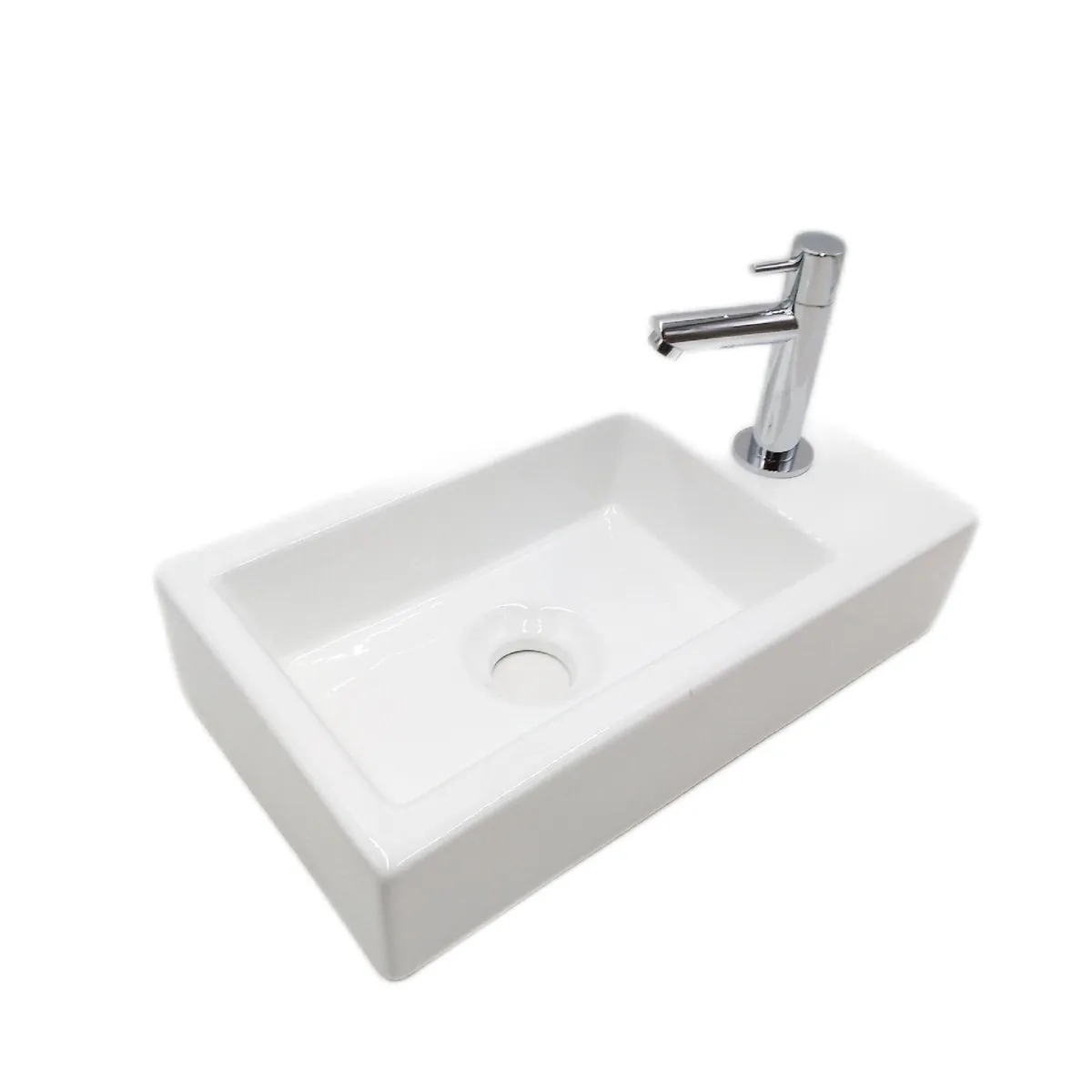 Camargue Waschbecken Set Badezimmer Dallas 40 x 22 cm Keramik Weiß Modern schlicht