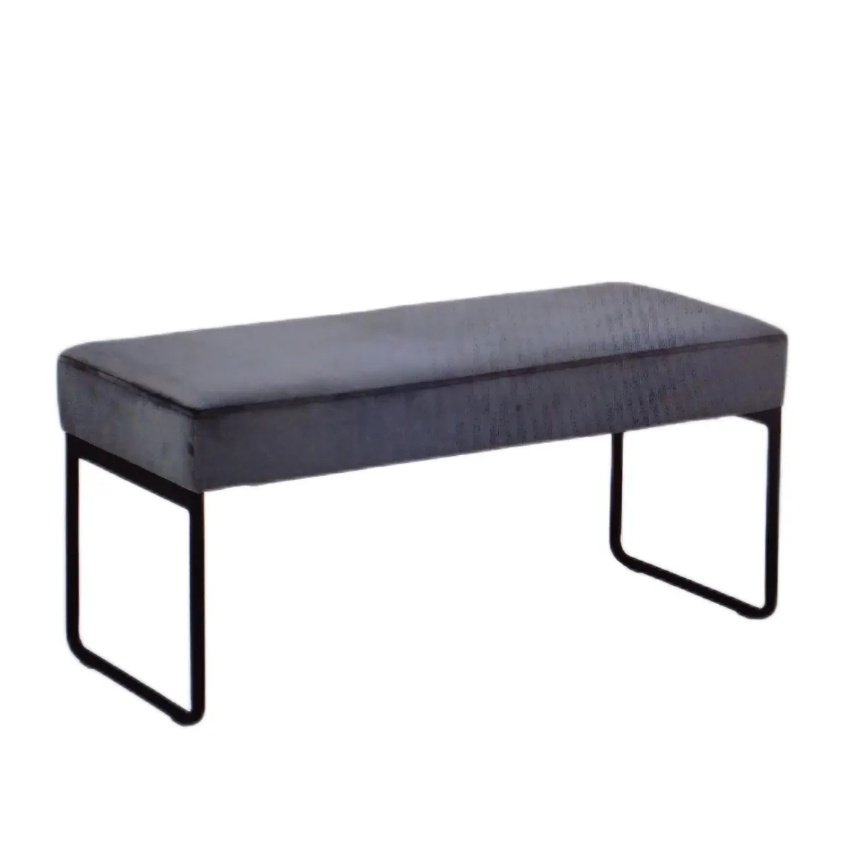 Samt Sitzbank Wohnzimmer Bank Grau 120 x 45 x 45 cm Komfort Sitzgelegenheit