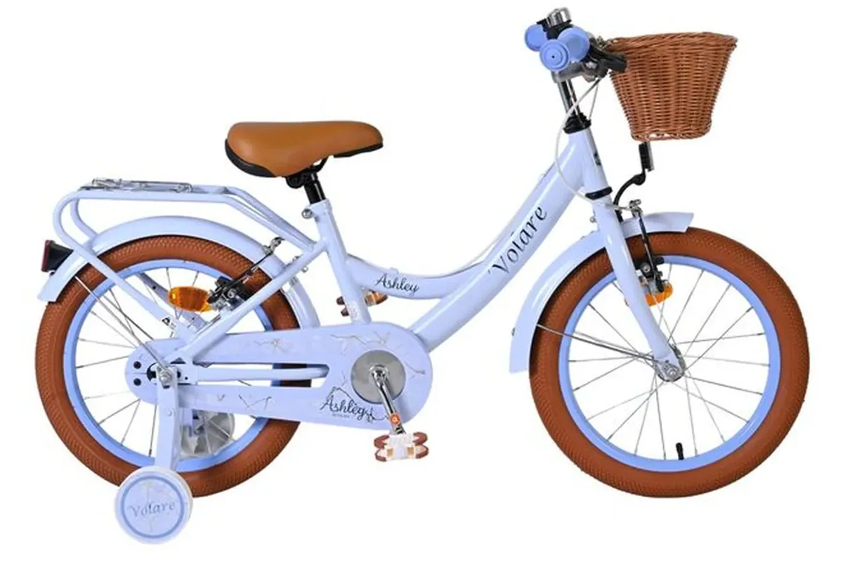 Volare Ashley Kinderfahrrad für Mädchen, 16 Zoll, Pastellblau, zwei Handbremsen