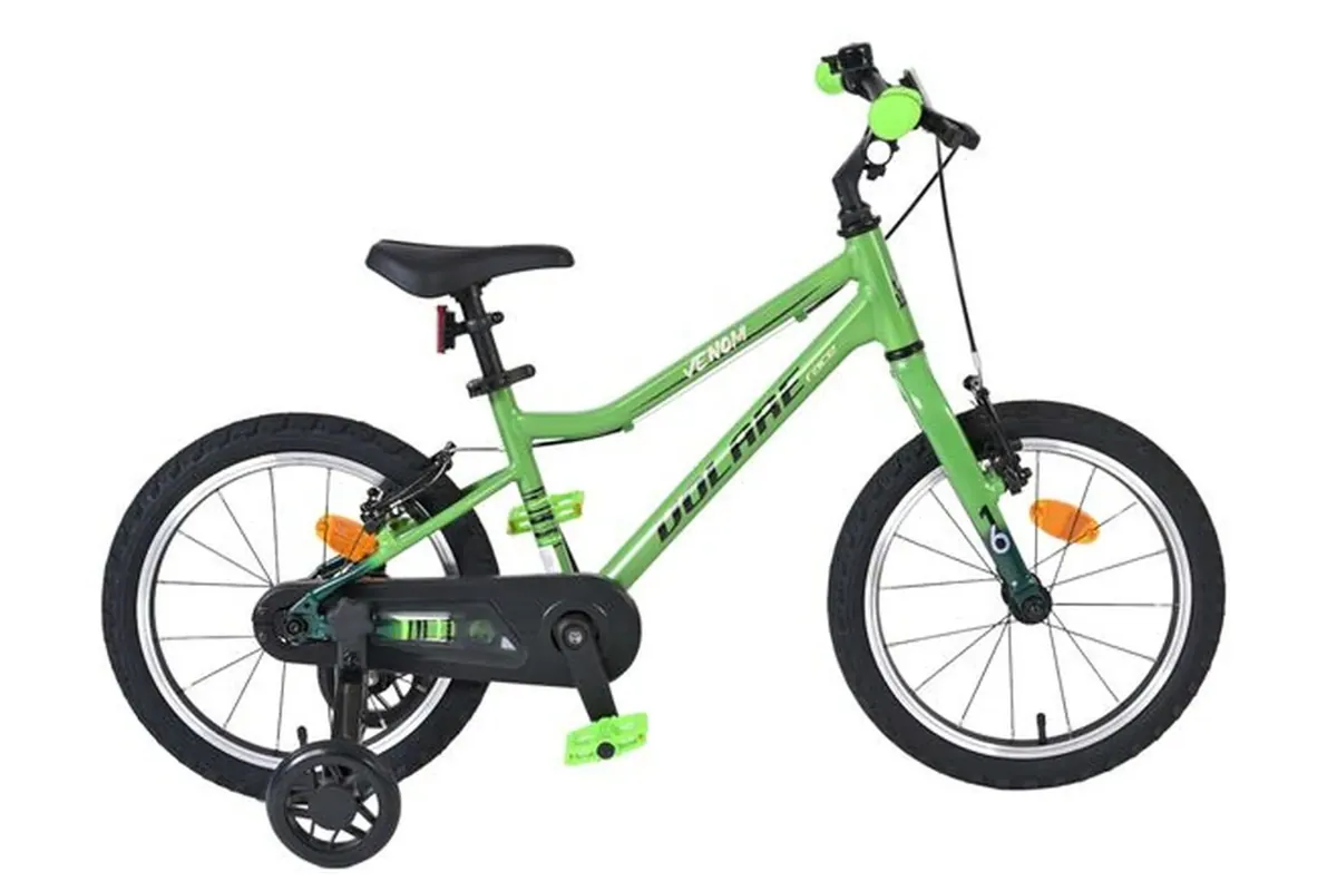 Volare Venom Kinderfahrrad Jungen 16 Zoll Grün mit zwei Handbremsen und Aluminiumrahmen