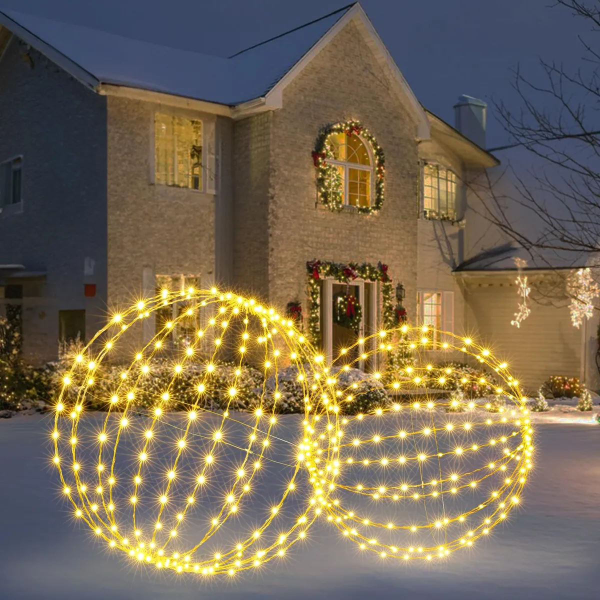 Joomer Lichterkette Beleuchtung Weihnachtsdekoration Kugel Lichterkette Strombetrieb
