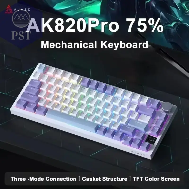 AJAZZ AK820 / AK820Pro Gaming Mechanical Keyboard 75% 82 Keys Wired Bt 3 Mode Wireless Gamer Keyboard