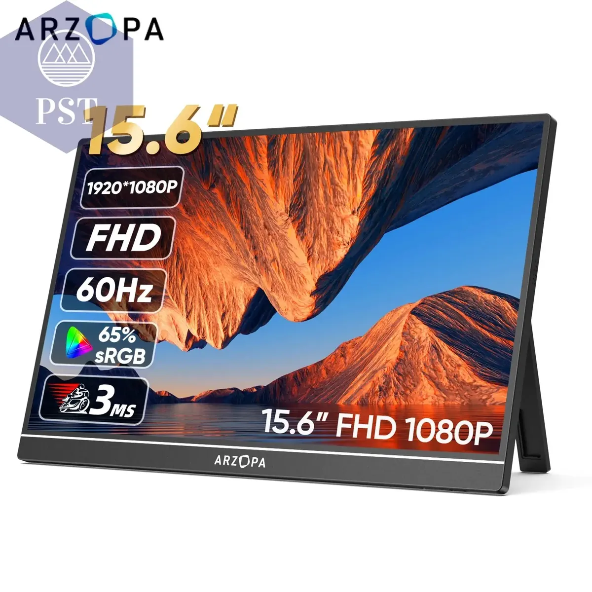 ARZOPA 15.6 inch Portable Monitor FHD 1080P IPS USB-C Mini-HDMI External Second Screen