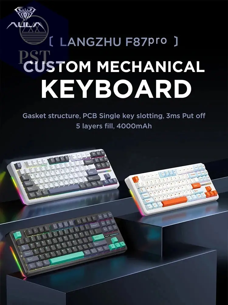 AULA F87 Pro Mechanische Tastatur 87 Tasten, Tri-Modus