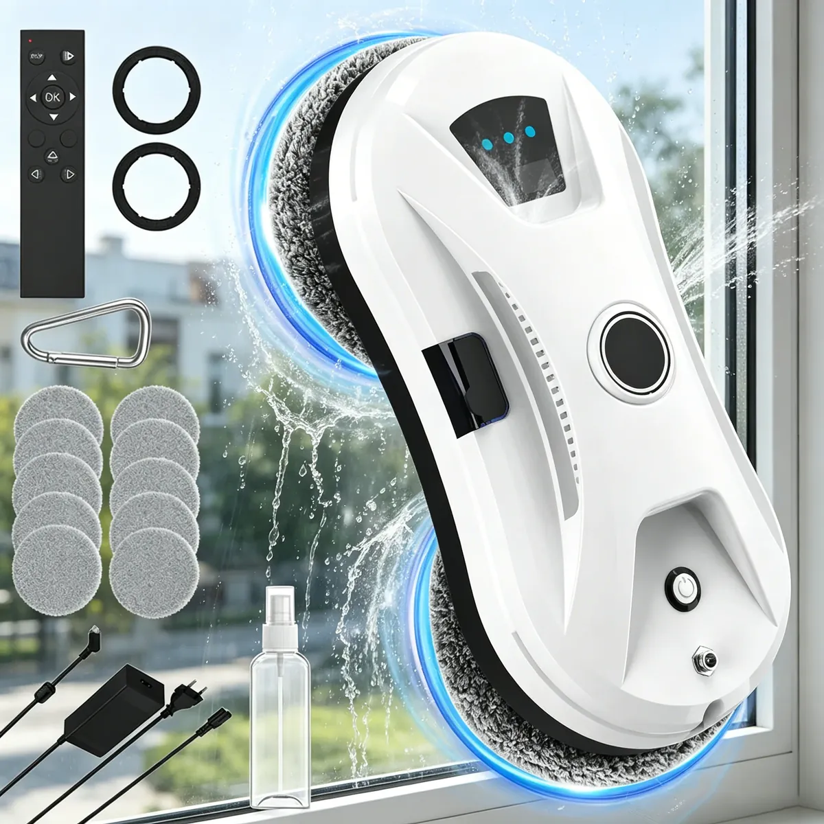 5600PaUltra Thin Smart Automatic Window Cleaner Robot Powerful Adsorption Electric Glass Washing Machine Remote Control Home Indoor Outdoor Car Window Cleaning Equipment