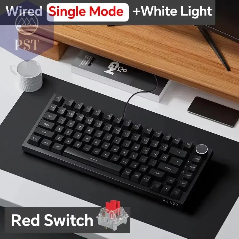 Ajazz AK820/AK820Pro Gaming Mechanical Keyboard Bluetooth 5.1/Wireless/C-Wired Customized Keyboard with Knob Hot Swapping Gasket