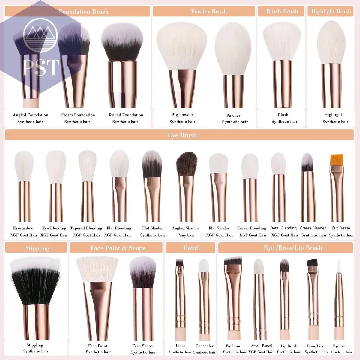 BEILI Pink Makeup Brushes Kosmetik