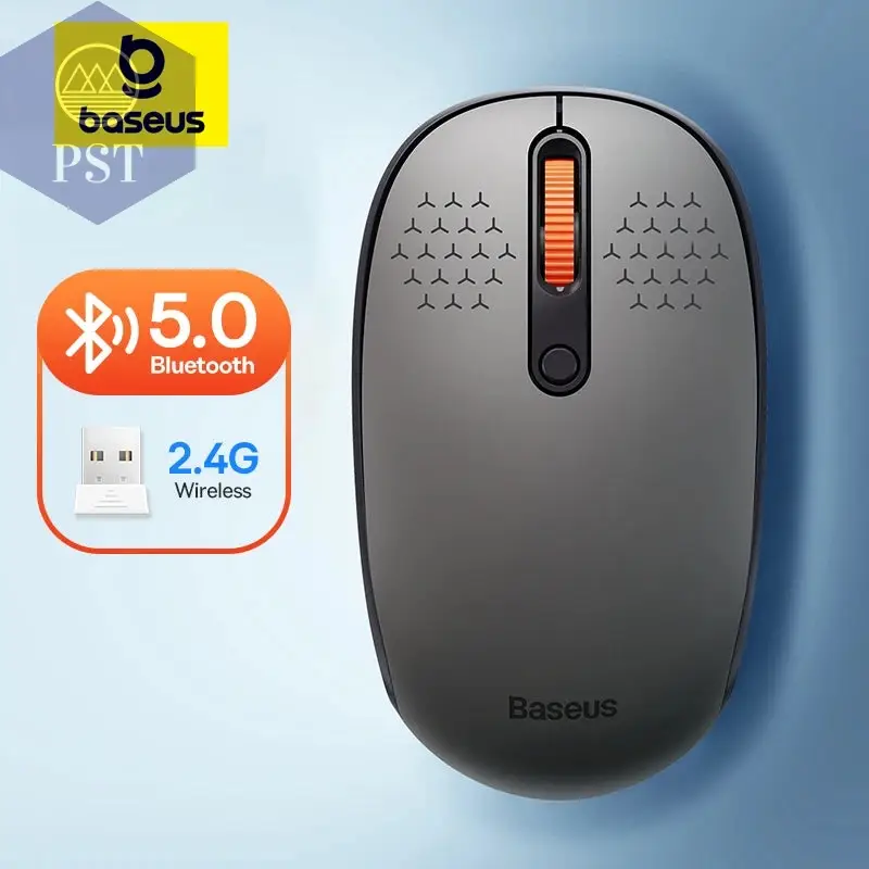 Baseus Mouse Bluetooth Wireless Computer 1600DPI Silent Mouse with 2.4GHz USB Nano Receiver for PC MacBook Tablet Laptop Mouse