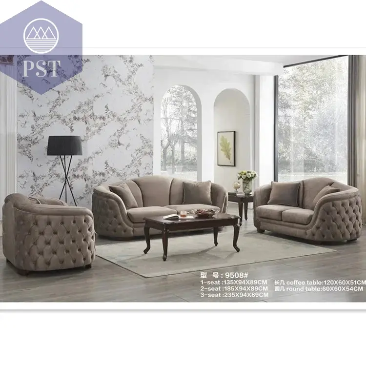 Bequemes Dunkelgraues Samtsofa Wohnzimmer Set