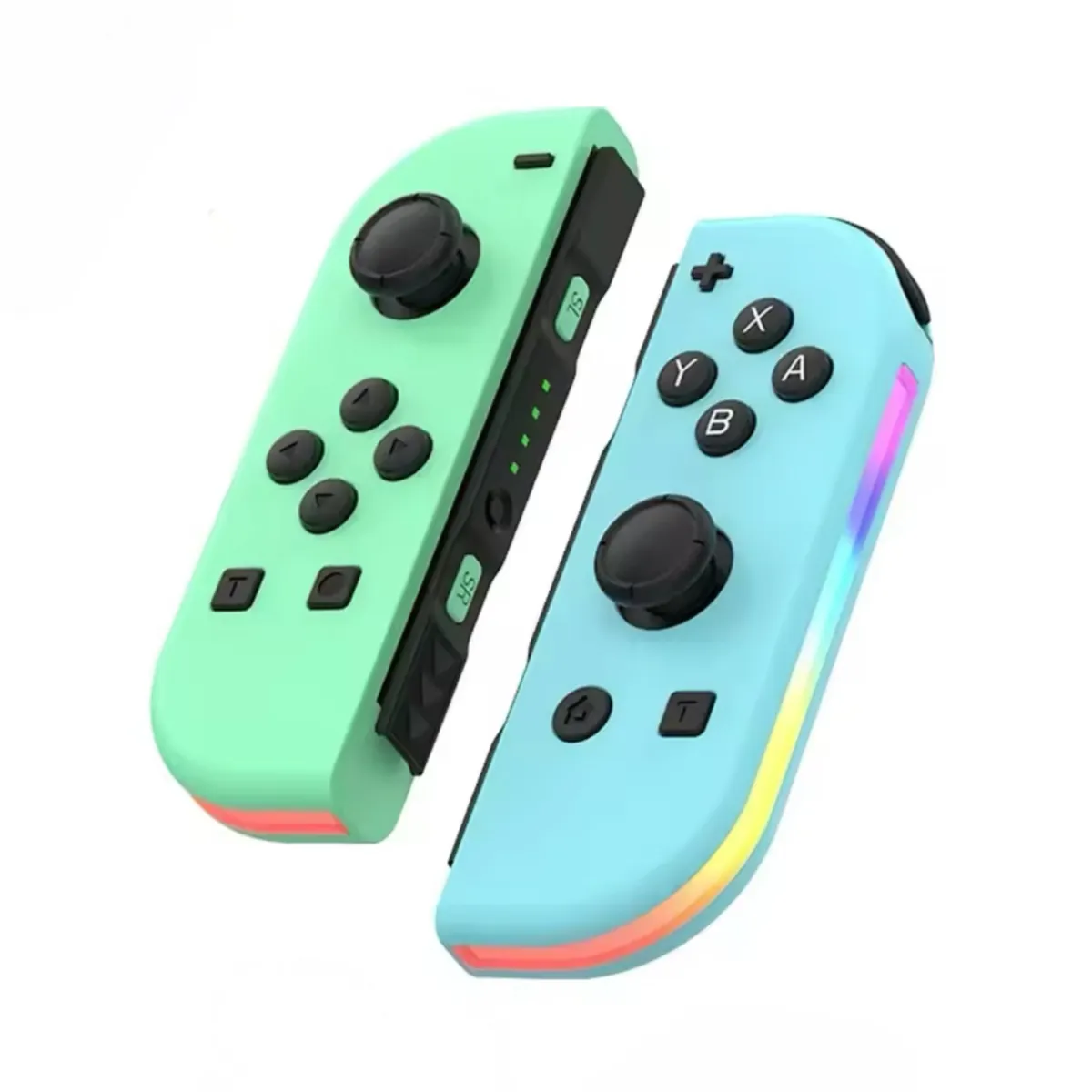 Joypad (L/R) kompatibel mit Switch, Gamepad Controller mit LED/Turbo/Wake-up/Screenshot/Bewegungssteuerung - Grün/Blau