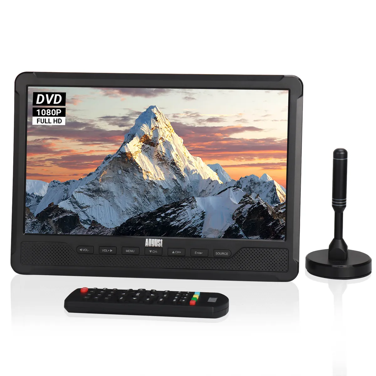 [B-Ware] Tragbares 10“ TV DVD Spieler Wiederaufladbar DVB-T2 H.265 - August DA383D BGD