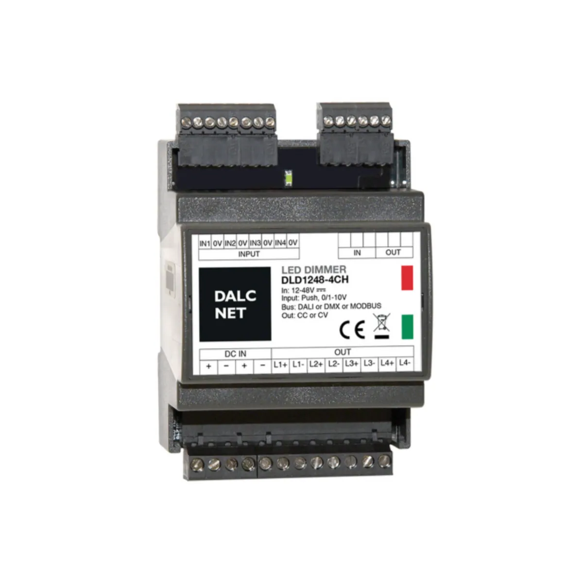 DALCNET DLD1248-4CC-DMX 0-10 Volt / 1-10 Volt / Push-Dimm / DMX / Resistiv / Dimmer / CC / 134,4W / 0,7 A / 12V-48V
