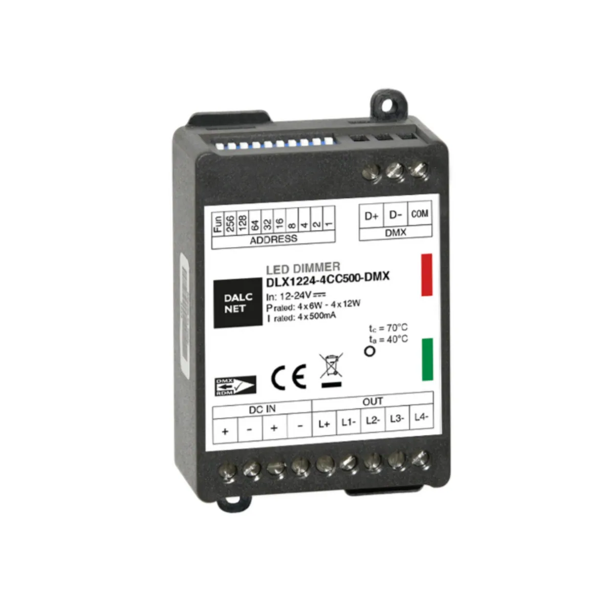 DALCNET DLX1224-4CC500-DMX Dmx Dimmer CC 48W / 0,5 A / 12V-24V