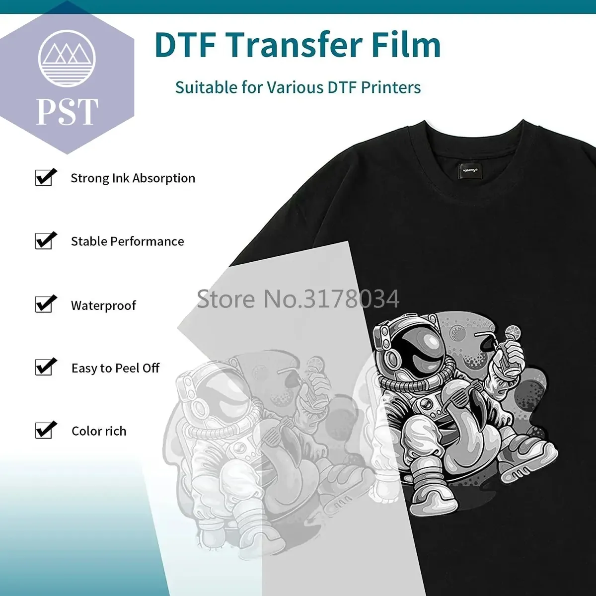 DTF Transfer Film Paper PET Heat Transfer Paper A4 Double-Sided Glossy Clear Pretreat Film for DTF Epson Inkjet Printer