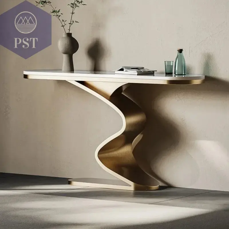Eleganter Konsolentisch aus Edelstahl Deko Abstelltisch Wohnzimmer