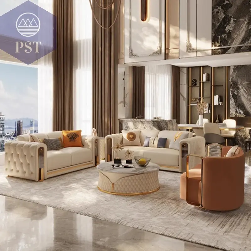 Elegantes Leder Sofa Set Luxus Couch
