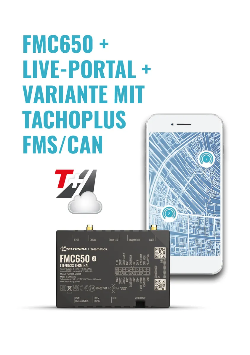 Teltonika FMC650 GPS Tracker + TachPlusWeb + Live Portal Service