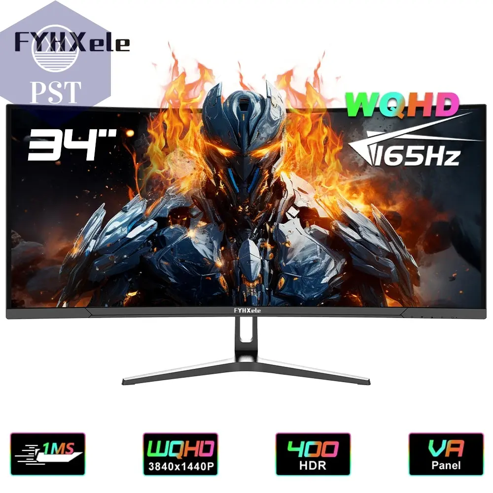 FYHXele 34 Zoll WQHD Curved Gaming Monitor 165Hz