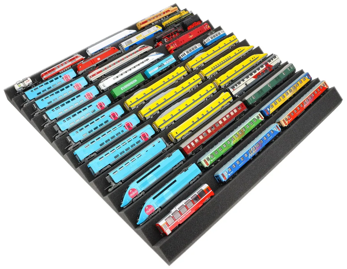 500 x 500 x 30 mm customizable zig-zag pattern Feldherr foam tray for model railways N Gauge