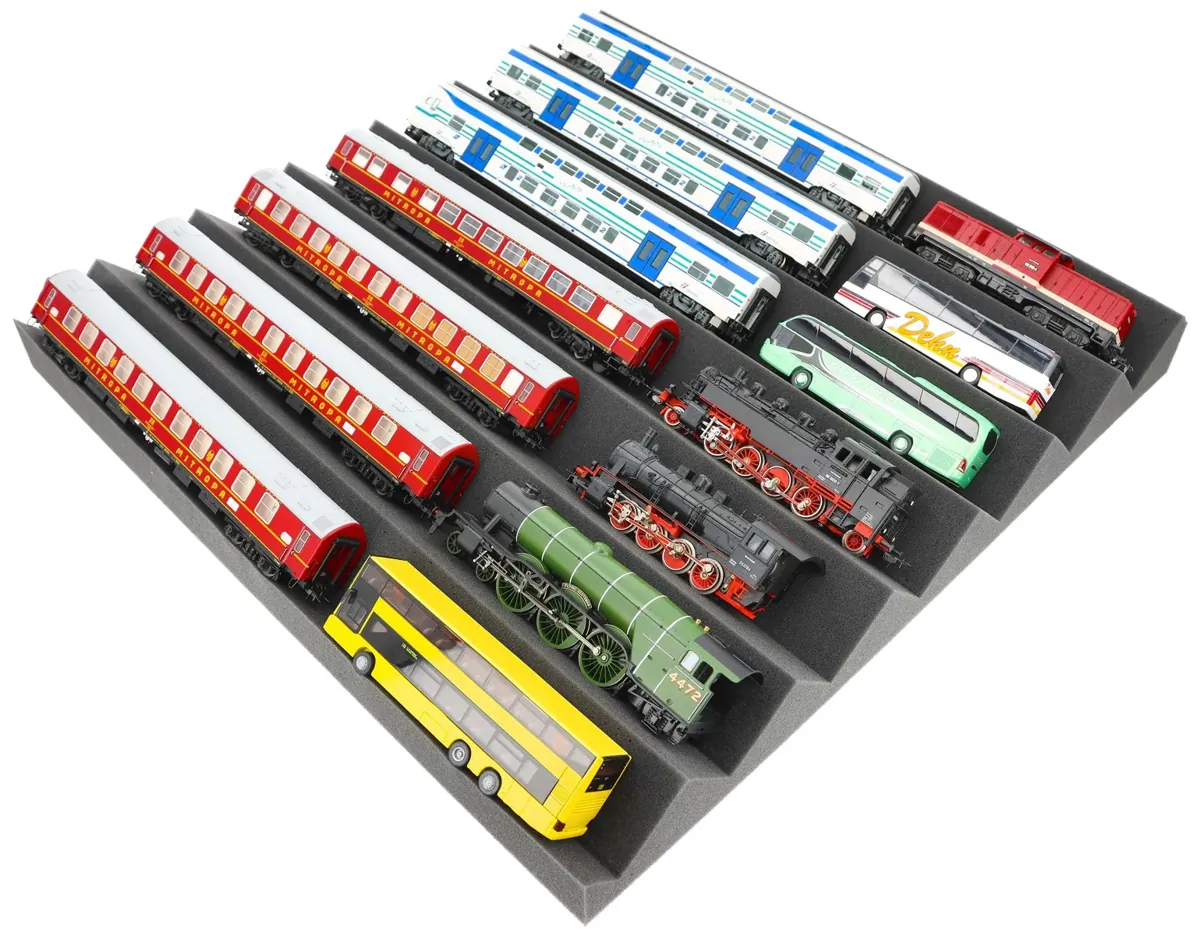 500 x 500 x 55 mm customizable zig-zag pattern Feldherr foam tray for model railways H0 Gauge / 00 Gauge