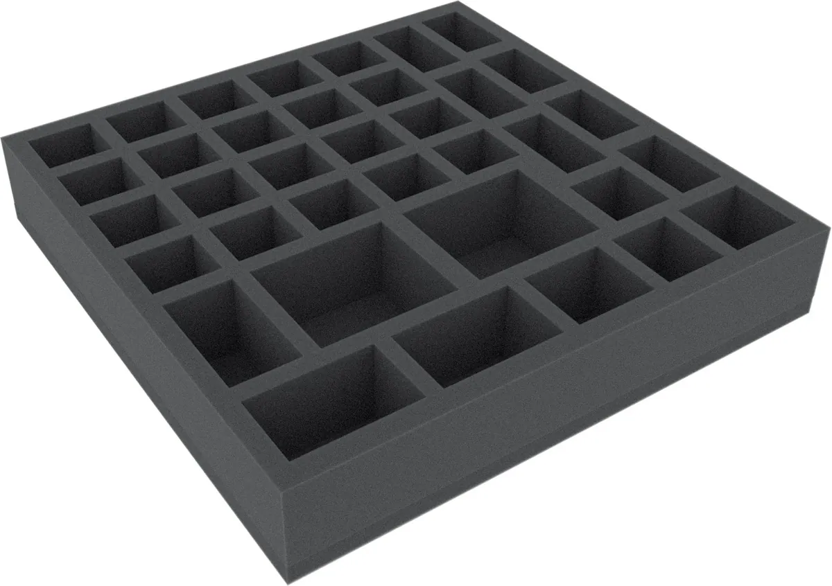 AFCZ050BO 285 mm x 285 mm x 50 mm foam tray for board games - 36 compartments