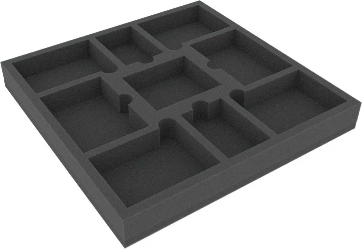 AFEE035BO 285 mm x 285 mm x 35 mm foam tray for board game boxes - 9 compartments
