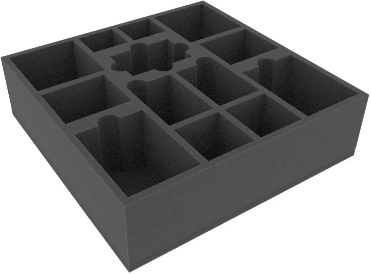 AFEM080BO 285 mm x 285 mm x 80 mm foam tray for board game boxes - 13 compartments