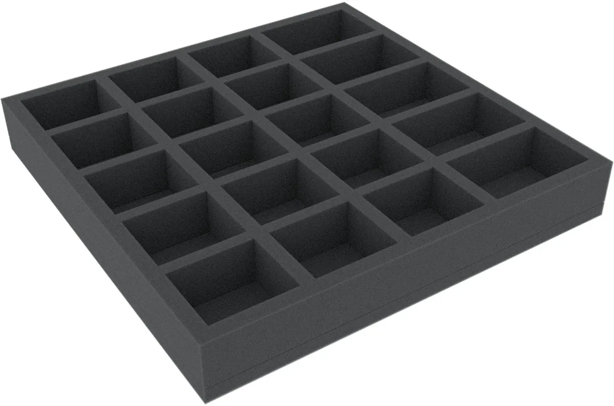 AFMETL040BO 285 mm x 285 mm x 40 mm foam tray for board games - 20 compartments