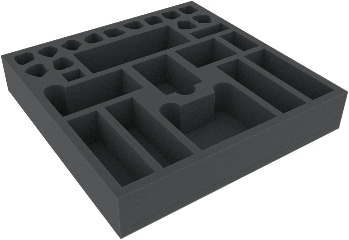 AFMEXR050BO 285 mm x 285 mm x 50 mm foam tray for board games with 25 compartments