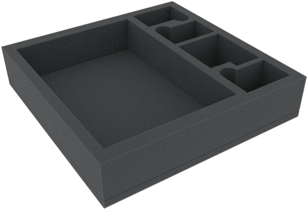 AFMFFZ060BO 285 mm x 285 mm x 60 mm foam tray for board games with 5 compartments
