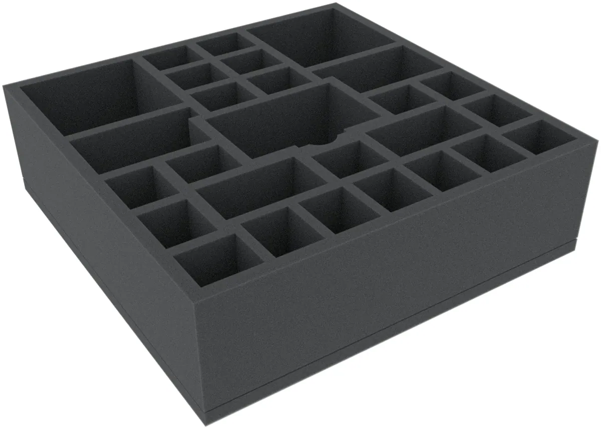 AFMFGB085BO 285 mm x 285 mm x 85 mm foam tray for board games with 27 compartments