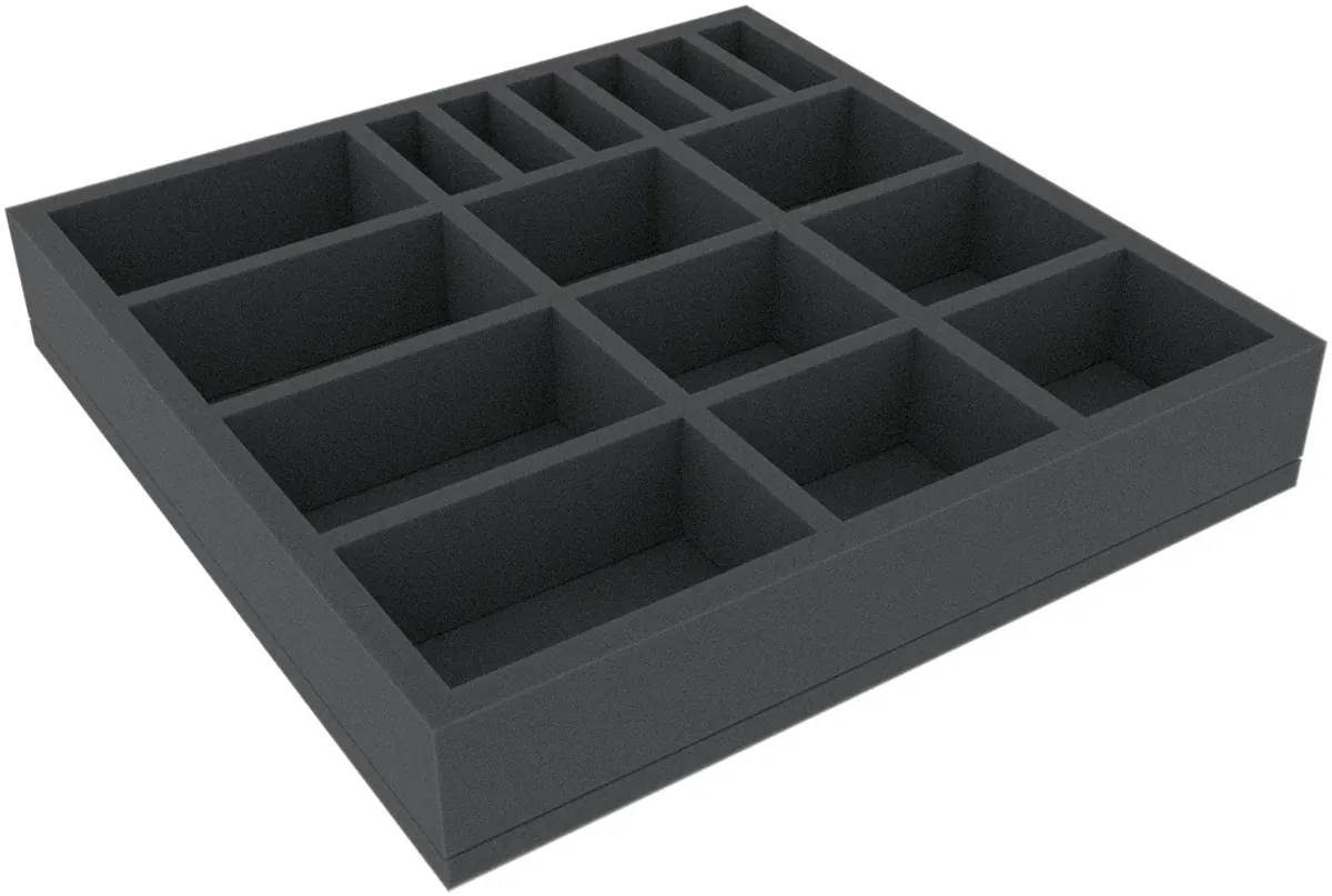 AFMFIM050BO 285 mm x 285 mm x 50 mm foam tray for board games with 16 compartments