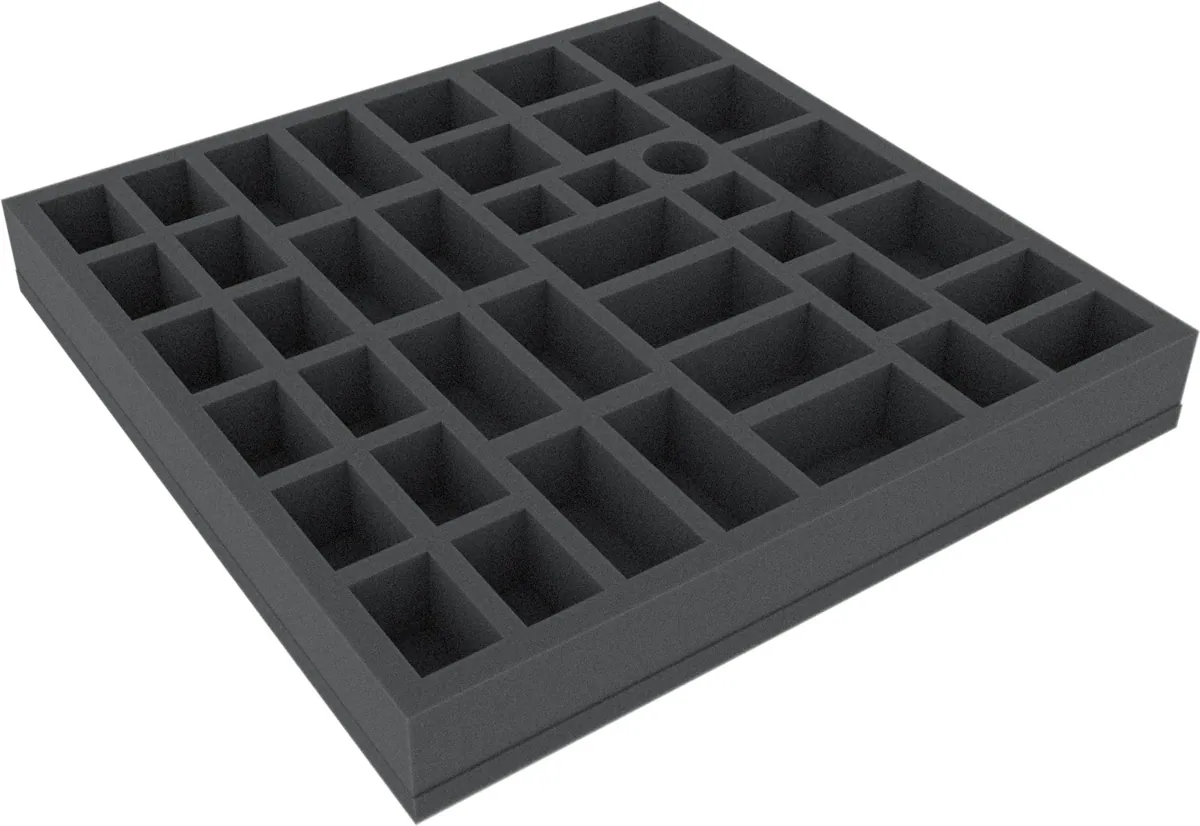 AGDX040BO 295 mm x 295 mm x 40 mm foam tray for board games - 41 compartments
