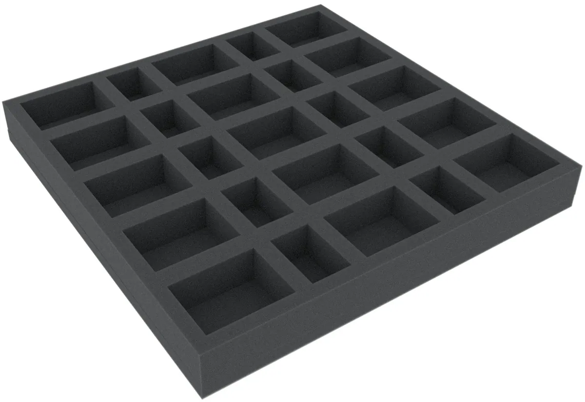 AGFM035BO 295 mm x 295 mm x 35 mm foam tray for board game boxes with 25 compartments