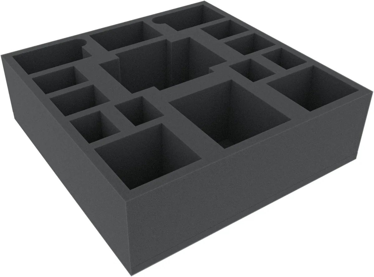 AGJF090BO 295 mm x 295 mm x 90 mm foam tray for board games - 15 compartments