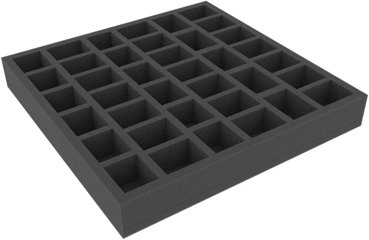 AGMEQI040BO 295 mm x 295 mm x 40 mm foam tray for board games - 38 compartments