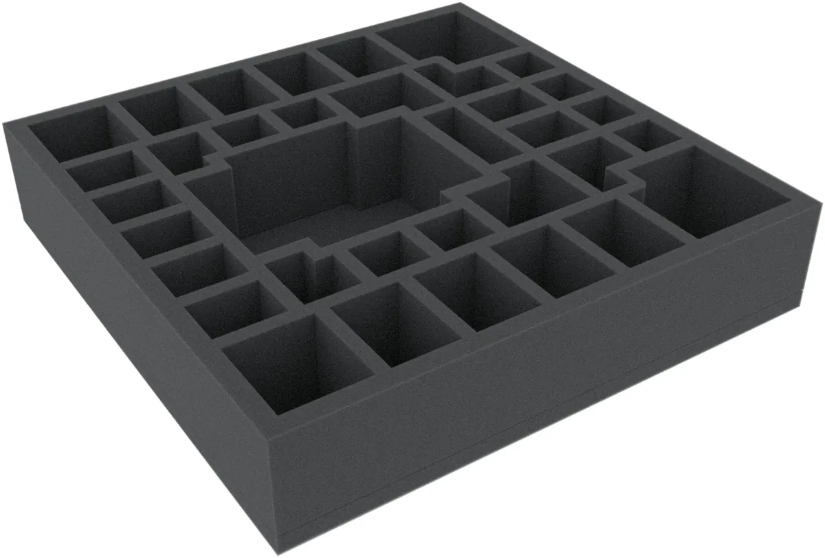 AGMEWY060BO 295 mm x 295 mm x 60 mm foam tray for board games with 34 compartments