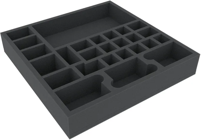 AGMFCS050BO 295 mm x 295 mm x 50 mm foam tray for board games with 26 compartments