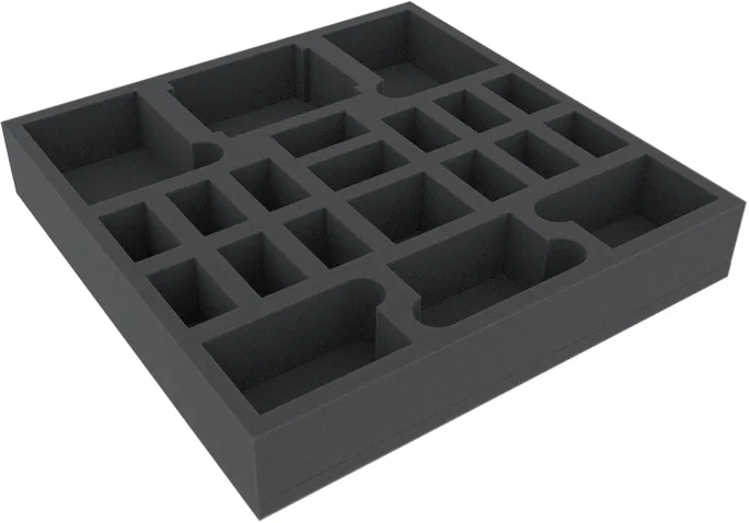 AGMFCT050BO 295 mm x 295 mm x 50 mm foam tray for board games with 21 compartments