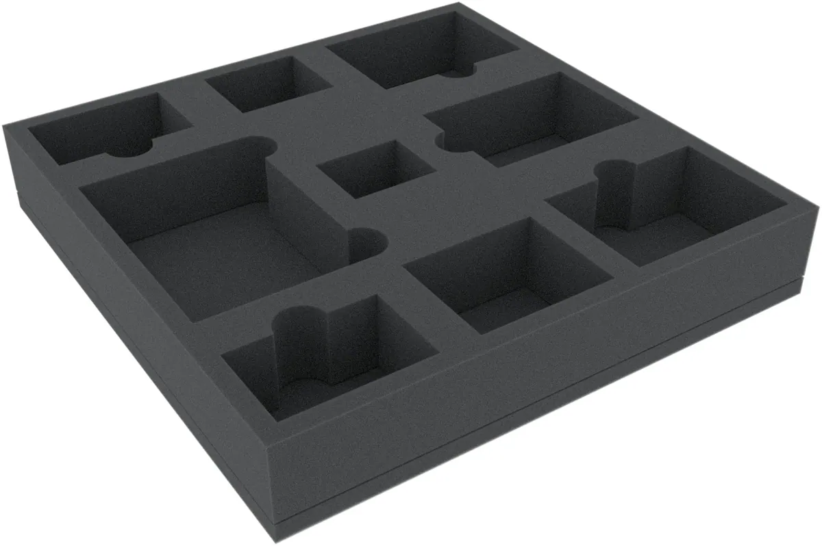 AGMFDU050BO 295 mm x 295 mm x 50 mm foam tray for board games with 9 compartments