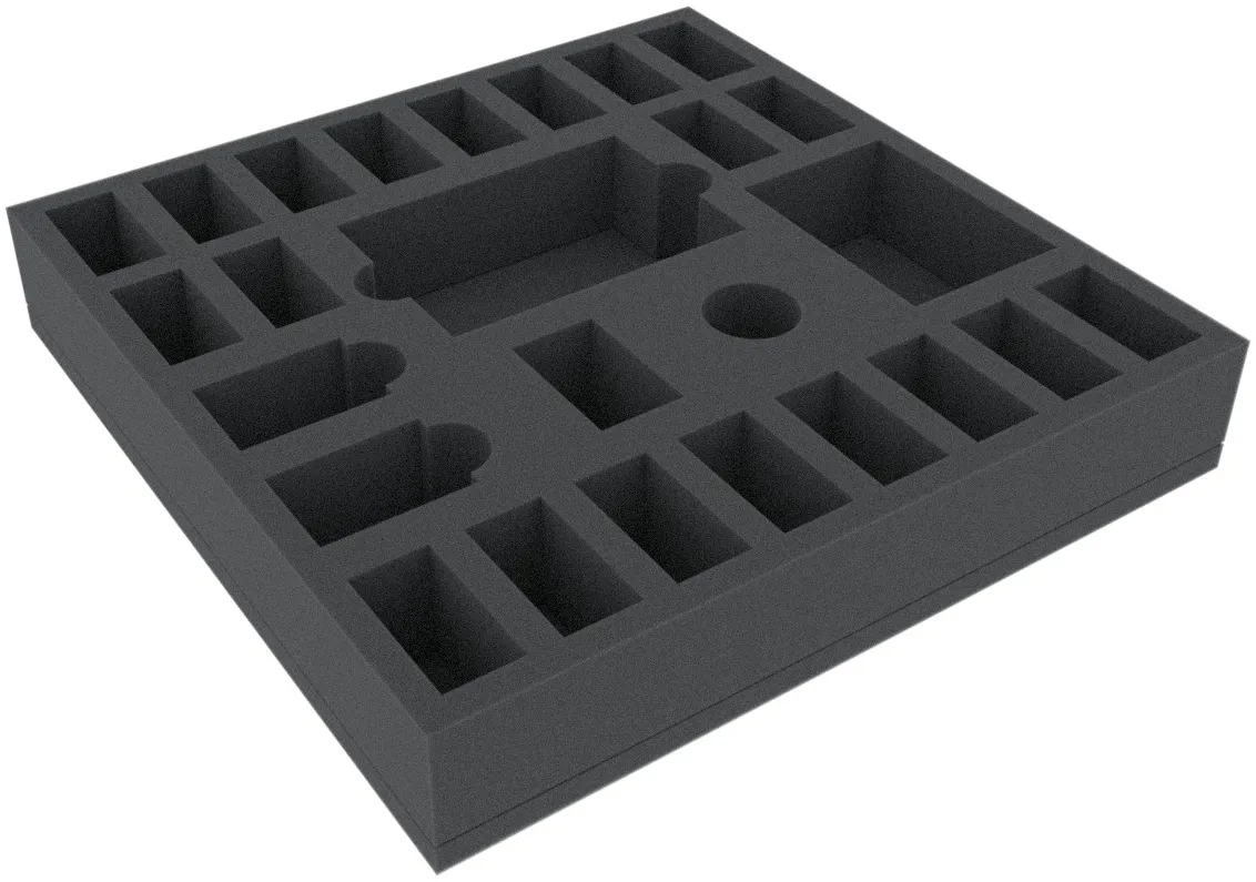 AGMFGE050BO 295 mm x 295 mm x 50 mm foam tray for board games with 26 compartments