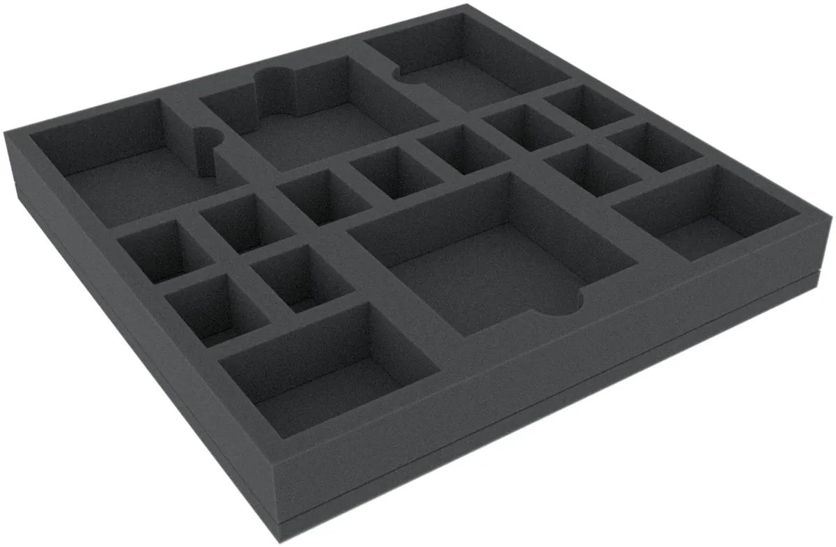AGMFIC040BO 295 mm x 295 mm x 40 mm foam tray for board games with 21 compartments
